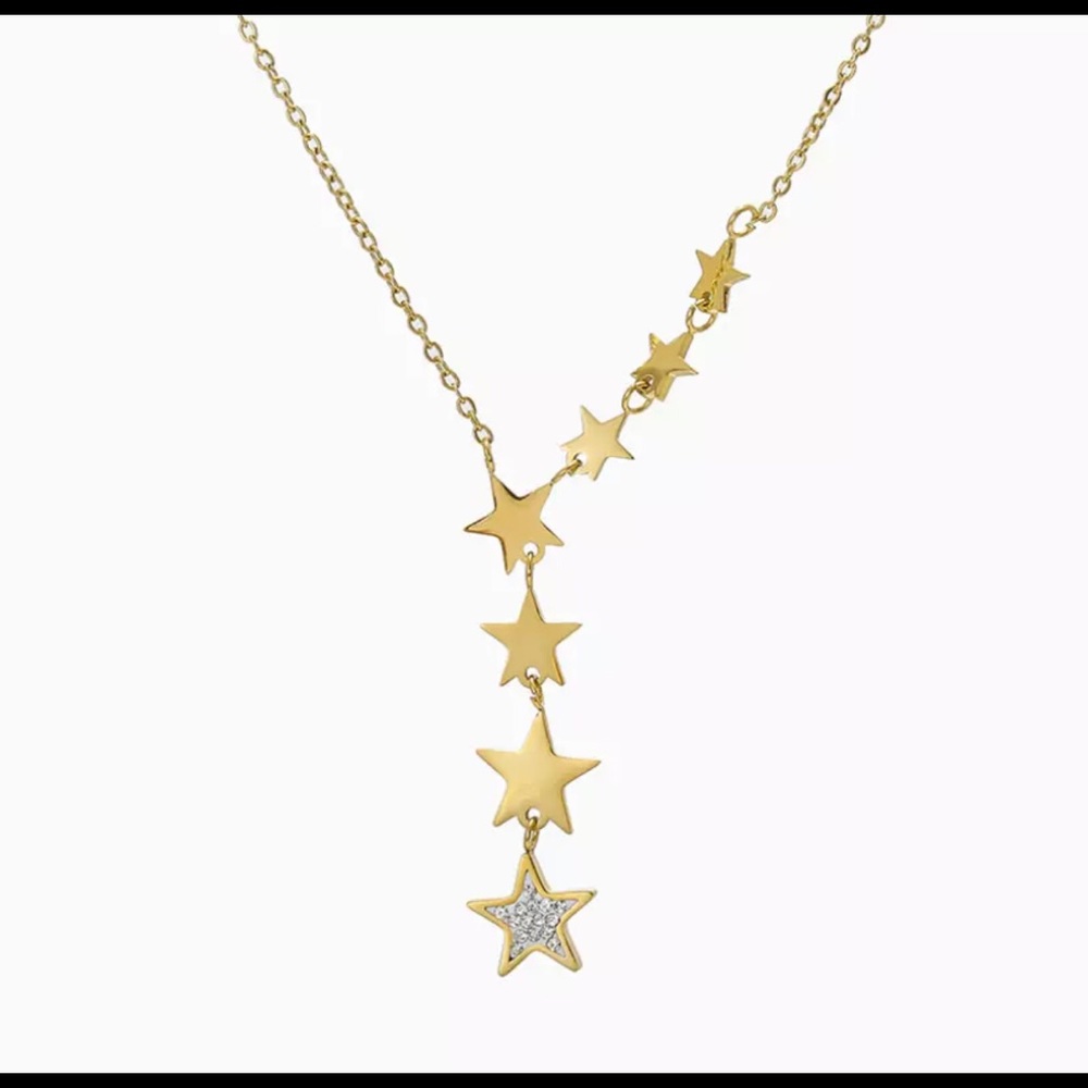 Gold Stainless Steel Star Tassel Necklace